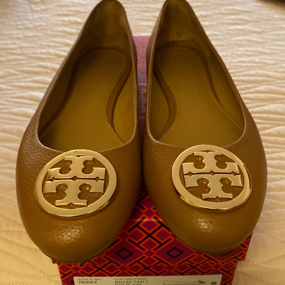 Benton 2ballet flat tumbled leather Royal Tan/Gold
